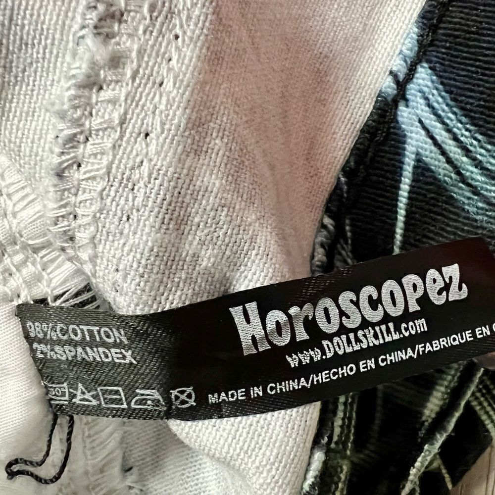 Horoscopez x Dolls Kill asymmetrical denim skirt psychadelic print szS & L - Picture 13 of 15
